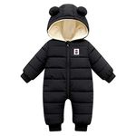 Haokaini Unisex Baby Snowsuit Hooded Jumpsuit Winter Coat Long Sleeve Romper Clothes Thick Jacket Outwear for Toddler Boy Girl Black