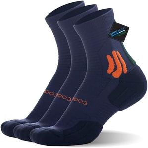BRISIRA Coolmax Bamboo Viscose Compression Running Socks Quarter Crew Tennis Cushioned Breathable Anti Blister&Sweat&Odor