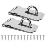 Door Hasp Latch Lock, 2 Pcs Stainless Steel Padlock Latch, 3 inch Door Lock Clasp for Wooden Case, Toolboxes, Cabinet Boxes, Drawer, Toolbox (Silver)