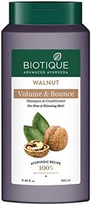 Biotique Walnut Volume and Bounce Shampoo and Conditioner | For Fine and Thinning Hair| Volumizing Shampoo for Thin Hair |100% Botanical Extracts |340ml