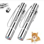 CHUQIANTONG 2 Pcs Cat Toy Laser Pointer Fun Playing Training Indoors Interactive Toys Presentation Clicker Pointer Teaching Pen USB Recharge 7 Adjustable Patterns Pet Chase Toy (Double)