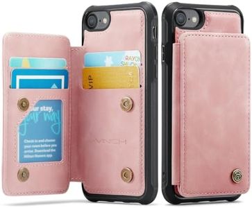 Vinich for iPhone 7/8/SE Wallet Case with Card Holder, Rose Pink