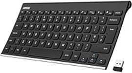 Arteck 2.4G Wireless Keyboard Stainless Steel Ultra Slim Full Size Keyboard for Computer/Desktop/PC/Laptop/Surface/Smart TV and Windows 10/8 / 7 Built in Rechargeable 6-Month Battery