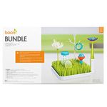 Boon Nursery Accessories Starter Bundle | Includes x5 Pieces: Stylish Grass Baby Bottle Dryer Rack, Baby Bottle Brush, 2x Large Bottle Adaptors and Spoon