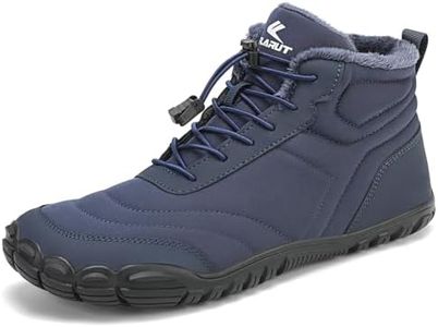 FLARUT Mens Womens Barefoot Snow Boots Winter Warm Shoes Fur Lined Wide Toe Box Zero Drop Ankle Sneakers(Blue,46)