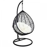 Charles Bentley Garden Wicker Rattan Patio Hanging Swing Chair Seat - Black