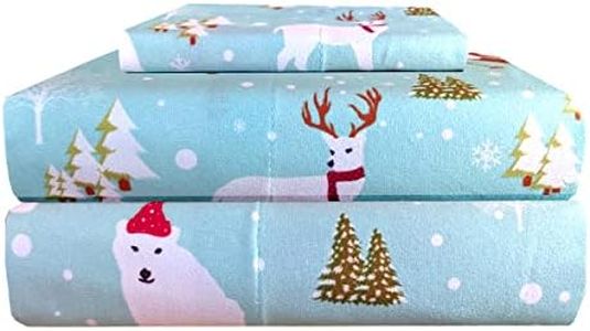 Thermee Micro Flannel Twin-Size Sheet Set, Machine Wash & Dry, No Pilling, Deep Pocket with Pillowcase(s), Winter Fun