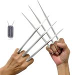 COSNOW Wolverine Claws with Dog Tag, Super Hero Anti-Break Plastic Claws Props Adults, Halloween Cosplay, Set of 2, Silver