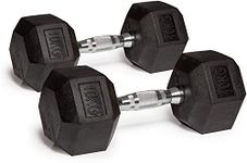 MAXSTRENGTH Hex Dumbbells Rubber Weight Set Home Gym Tricep Hexagonal Ergo Fitness Training (10kg x 2 (Pair)) Black