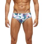 Arcweg Men's Swimming Trunks Briefs Low Waist with Removable Pad Swimwear Elastic Beach Shorts Boxers Underwear Birds M（UK）