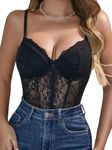 Milumia Women's Sexy Lace Mesh Corset Bodysuit Strapless Cami Bustier Tops Club Night Out