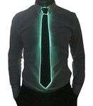 Light Up Neck Tie Led Tie for men Novelty Necktie for Rave Party Burning Man Festivals (1, Black Micro Soild Tie-Green)