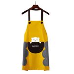 Yindella Kitchen Apron Cute Bear With Center Pocket Hand Towel Women and Men Chef Cooking Cute Unisex Apron Washable PVC Waterproof (Yellow)