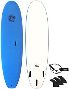 KONA SURF CO. Soft Top Series Beginners Surfboard for Adults and Kids - Soft Board Foam Top Surfboard Foamie for Beach of Softboards - Includes Removable Fins and Leash in Everyday Royal Bl