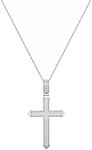 Dazzlingrock Collection 0.25 Carat (Ctw) Round White Diamond Classic Faith Charm Cross Unisex Pendant with 18 inch Silver Chain in in 925 Sterling Silver