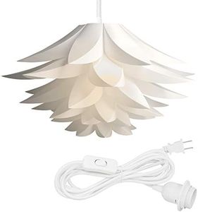 kwmobile Hanging Puzzle Lamp Kit - Lotus Flower 19.7" (50cm) Modern Ceiling Pendant Light with DIY Shade to Assemble and 15ft Plug-in Power Cord