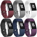 Vancle [6-Pack] Compatible for Fitbit Charge 2 Strap, Adjustable Replacement Strap with Aluminum Alloy Buckle for Fitbit Charge 2 (C, Large)