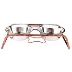 NAAZ PET SUPPLIES Rustic Bone Diner Wrought Iron Stainless Steel Food and Water Bowl with Iron Stand for Dogs and Cats (1600ml x 2 Bowls)