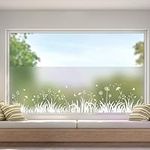 dktie Window Film Privacy Vinyl Frosted Window Film No-Glue Stained Glass Window Film Removable Grass, Dandelion, Butterfly Static Cling Films for Kitchen, Bathroom, Kids Room 44.5X200CM