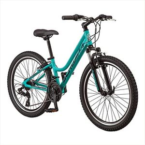 Schwinn High Timber AL Mountain Bike for Youth Boys Girls, 24-Inch Wheels, 21-Speeds, Front Suspension, Aluminum Frame and Alloy Linear Pull Brakes, Teal