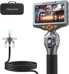 Teslong Inspection Camera, 5 Inch IPS Articulating Endoscope Camera with Two-Way Articulating Probe, 5FT Borescope Camera with Lights, 3000mAh Battery, 32G TF Card (6.5mm)