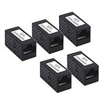 VCE RJ45 Coupler Female to Female,Cat6 Ethernet Cable Extender 5 Pack, Cat5e Cat5 Network Inline Joiner in Black