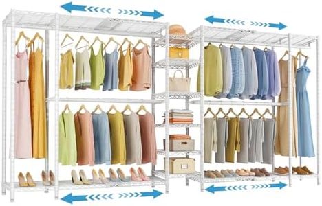 VIPEK X5 Extra Large Expandable Clothes Rack Adjustable from 7'8" to 10'5", Reach-in Closet Metal Clothing Racks Walk-in Freestanding Wardrobe Portable Closets, White