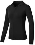 JHMORP Women's Hoodies Zip Up Lightweight UPF 50+ UV Protection Hiking Running Jackets Sweatshirt with Zipper Pockets (Black,CA XL)