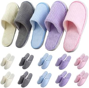 UILB 10 Pairs Disposable Home Slippers for Family Spa Guests Hotels Office - Mixed Multi-Color Slippers Home Party, Housewarming, 10 Coral, 12.5 Women/11 Men