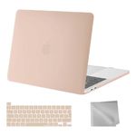 MOSISO Compatible with MacBook Pro 13 inch Case M2 M1 2024 2023 2022-2016 Release A2338 A2289 A2251 A2159 A1989 A1706 A1708, Plastic Hard Shell Case & Keyboard Cover Skin & Wipe Cloth, Camel