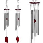 2 PCS Wind Chimes 27 Inch Outdoor Copper Red Wind Chimes Deep Tone Wind Chime with 6 Hollow Aluminum Tubes Wind Bells for Garden Yark Patio Home Decoration