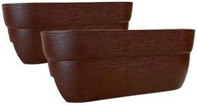 Emsco Bloomers Deck Rail Planters, Brown, 24" L, Pack of 2