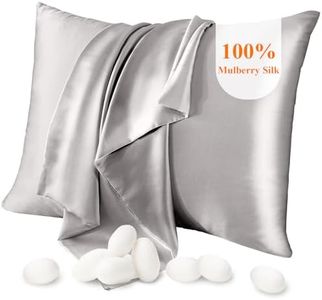 Jaciu 100% Funda de Almohada de Seda, para el Cabello y la Piel, Ambos Lados Funda de Almohada de Seda de Morera 21 Momme 600 Hilos Suaves y Transpirables （Gris, Estándar: 51x66cm, 1 Pieza）