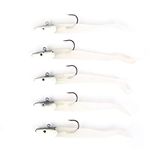 Amitfo Lead Head Jigs Soft Fishing Lures with Hook Luminous Paddle Tail Sinking Swimbaits Fishing Baits for Saltwater and Freshwater