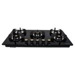 Faber Hob/Hobtop 5 Brass Burner Auto Electric Ignition Glass Top (Maxus HT905 CRS BR CI AI) Black