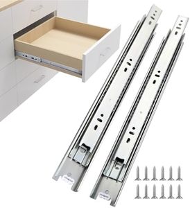 homdiy 6 Pairs 22 Inch Side Mount Full Extension Drawer Slides 3 Fold Cabinet Drawer Slides Heavy Duty Solid Ball Bearing Kitchen Cabinet Rails Dresser Tracks 100 LB Capacity