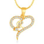 Kanak Jewels Spade shape R Letter Fashion Jewellery Valentine Gift Alphabet Heart Chain Necklace pendant for girls women men boys girlfriend Jewellery Gold-plated Cubic Zirconia Alloy Brass Pendant