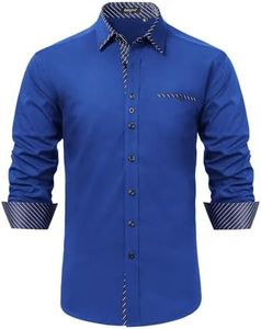 Enlision Camicia Uomo Manica Lunga Camicie Casual Shirt Camicie Slim Fit Camicia Blu Scuro M