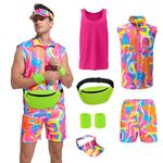 OPAEHJF 80s Men Workout Costume Halloween Cosplay Couples Outfits 80s 90s Workout Costume Outfit Set for Adult Men (XL)