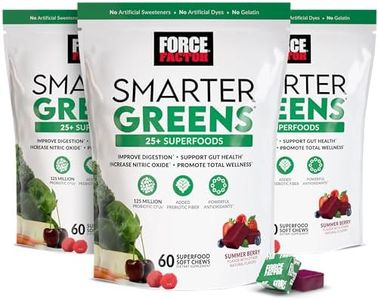 FORCE FACTOR Smarter Greens Superfood Chews, 3-Pack, Greens and Superfoods with Probiotics, Antioxidants, and Fiber, Greens Supplement to Support Digestion, Nitric Oxide, and Energy, 180 Chews