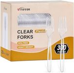 [300 Count] Clear Heavy Duty Plastic Forks, Disposable Plastic Forks, Fancy Plastic Cutlery, Elegant Disposable Forks, Plastic Utensils Set, Clear Forks Set