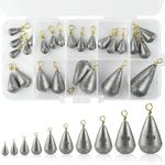 Peaken 25pcs Fishing Weights,10 Size Fishing Weights Mixed 2g 3g 4g 5g 7g 10g 15g 20g 30g 40g,Small Fishing Weights Sinkers for River, Saltwater, Freshwater, Mackerel (B)