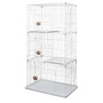 Iris Ohyama, Cage, Playpen, Enclosure, Metal Plastic Kennel (PP) with 3 Doors and 3 Levels for Dog, Cat, Roof and Secure Doors, L93 x W63 x H178 cm, PEC-903, White