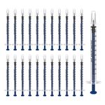 Omawrf 50 Pack 1ml Plastic Syringe Sterile Individual Wrap with Cap, Measurement and Dispensing Syringe Tools for Science Labs, Liquid Measuring, Feeding Pets, Oil or Glue Applicator (50, 1ml)