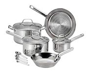 T-fal 2100096045 Pro E760SC Performa Stainless Steel Dishwasher Oven Safe Cookware Set, 12-Piece, Silver, 0