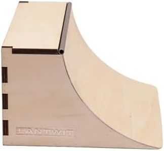 LANTWIT Fingerboard Ramp – Portable Quarter-Pipe, Handmade Wood with Steel Coping