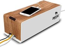 DMoose Cable Management Box - Wooden Style Cord Organizer Box to Hide Power Strips, Surge Protectors & Cords. Cable Organizer box- ABS Material 15.7" (L) x 6.1" (W) 5.3" (H) – Extra Large (Curved Top)