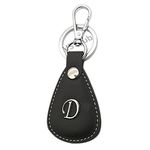 VS Club D Alphabet Initial Letter Leather Metal Keychain For Men Women, Girls, Boys Stylish/Key Ring Hook Key chain Holder For Bikes Car Home For Gift (Black)