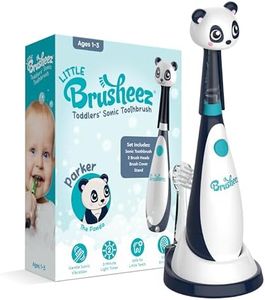 Brusheez Little Toddlers’ Sonic Toothbrush - Safe & Gentle Toothbrush for Ages 1-3 with Built-in, Light-Up 2-Minute Timer, Extra Brush Head, & Storage Base for First-Time Brushers (Parker The Panda)