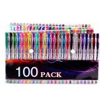 CHUKCHI 100 Coloring Gel Pens Set for Coloring Books- Gel Colored Pen for Drawing, Writing & Unique Colors Including Glitter, Neon, Standard, Symhony, Milky & Metallic